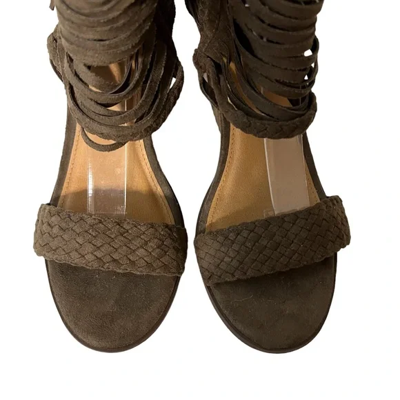 Not Rated taupe strappy tassel heel 8 - Picture 5 of 7